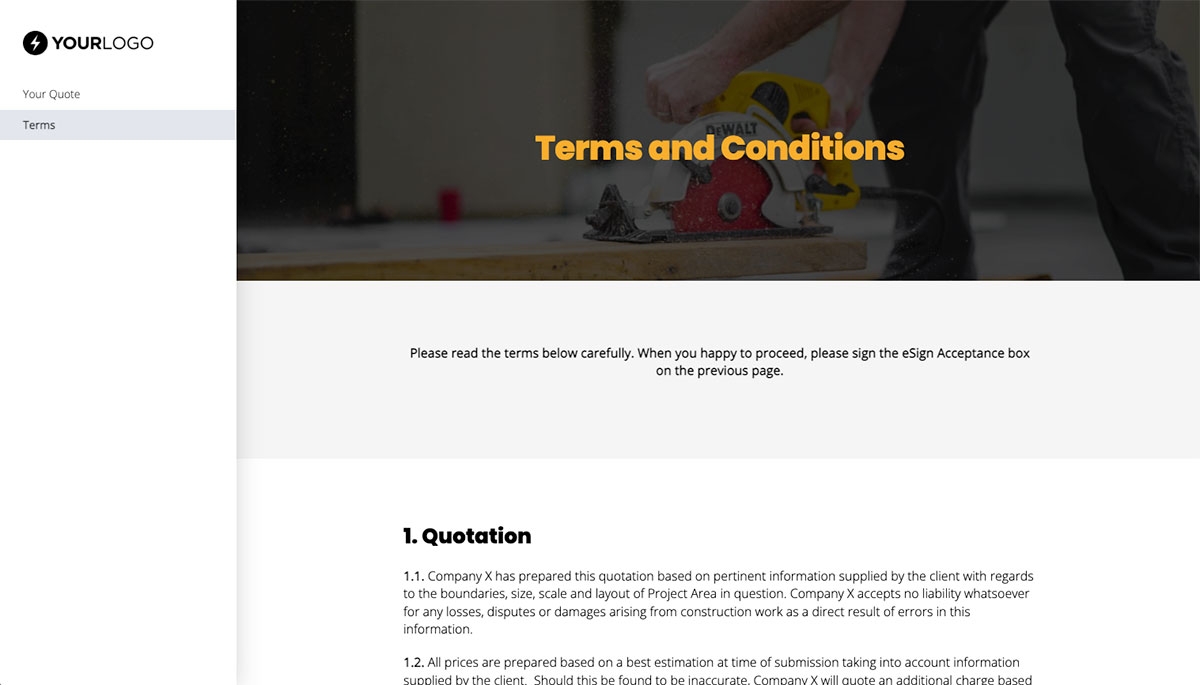 Construction Quote Template - Simple Terms and Conditions