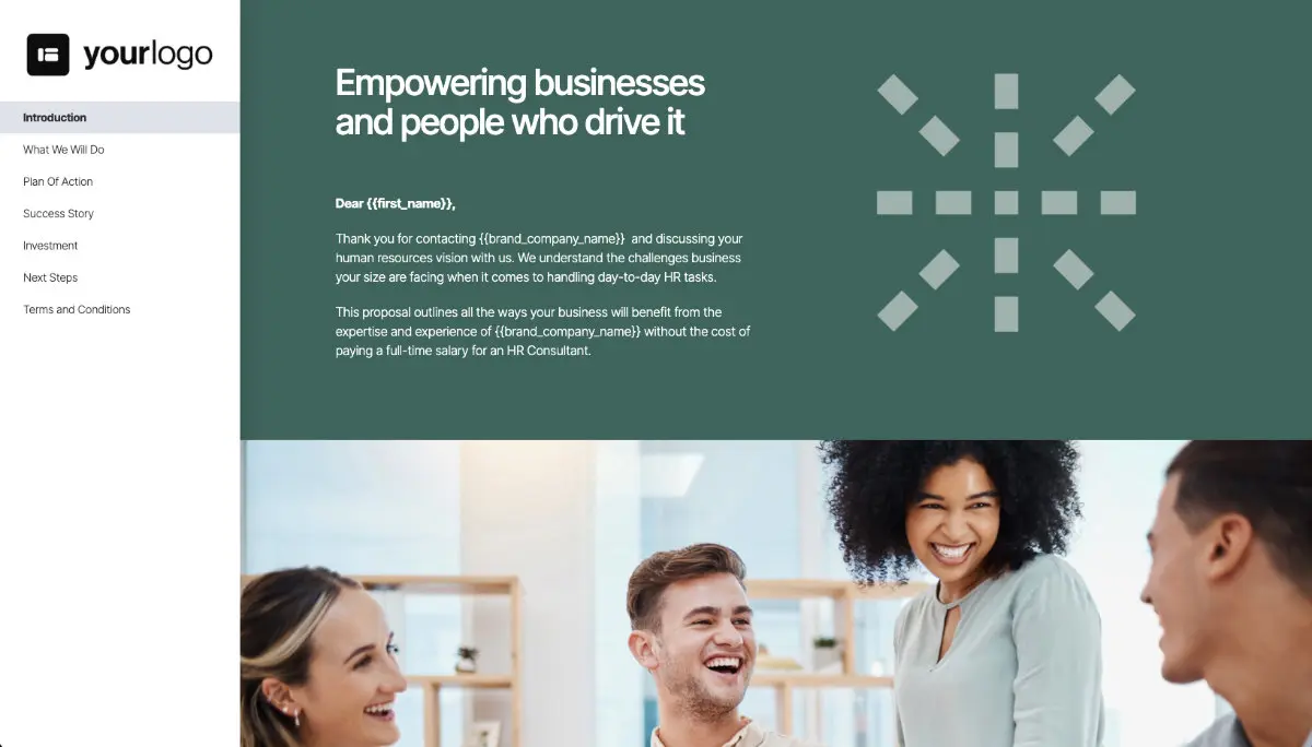 Human Resources Quote Template - Pre-Written Introduction Section