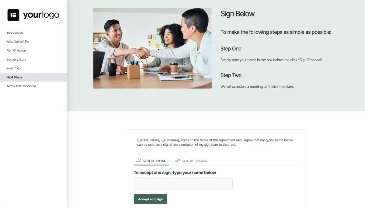 Human Resources Quote Template - Next Steps with Digital Signing