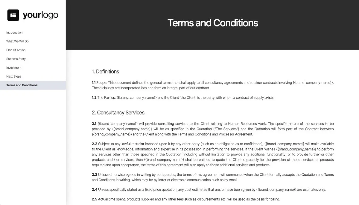 Human Resources Quote Template - Pre-Written Contract