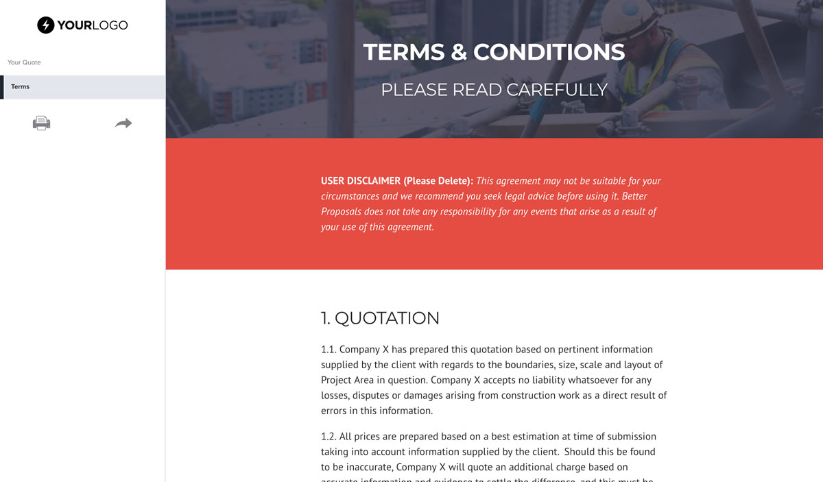 Free Contractor Quote Template - Better Proposals