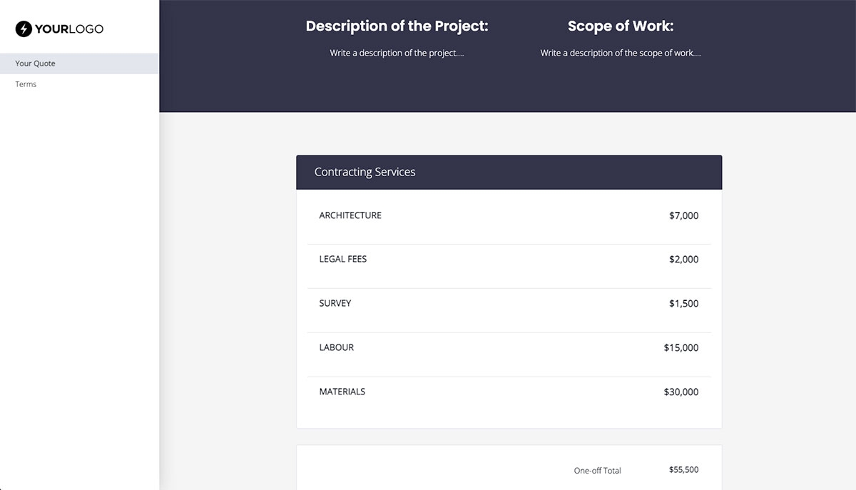 Contractor Quote Template - Pricing