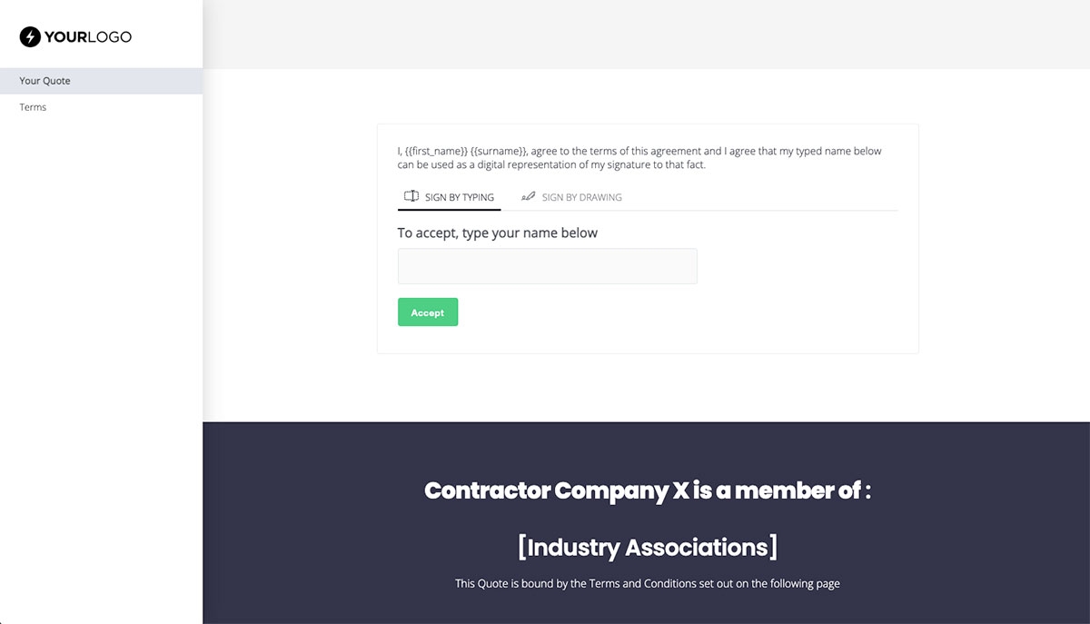 Contractor Quote Template - Next Steps with Digital Signing