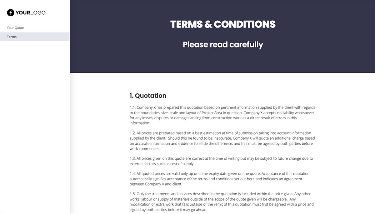 Contractor Quote Template - Simple Terms and Conditions