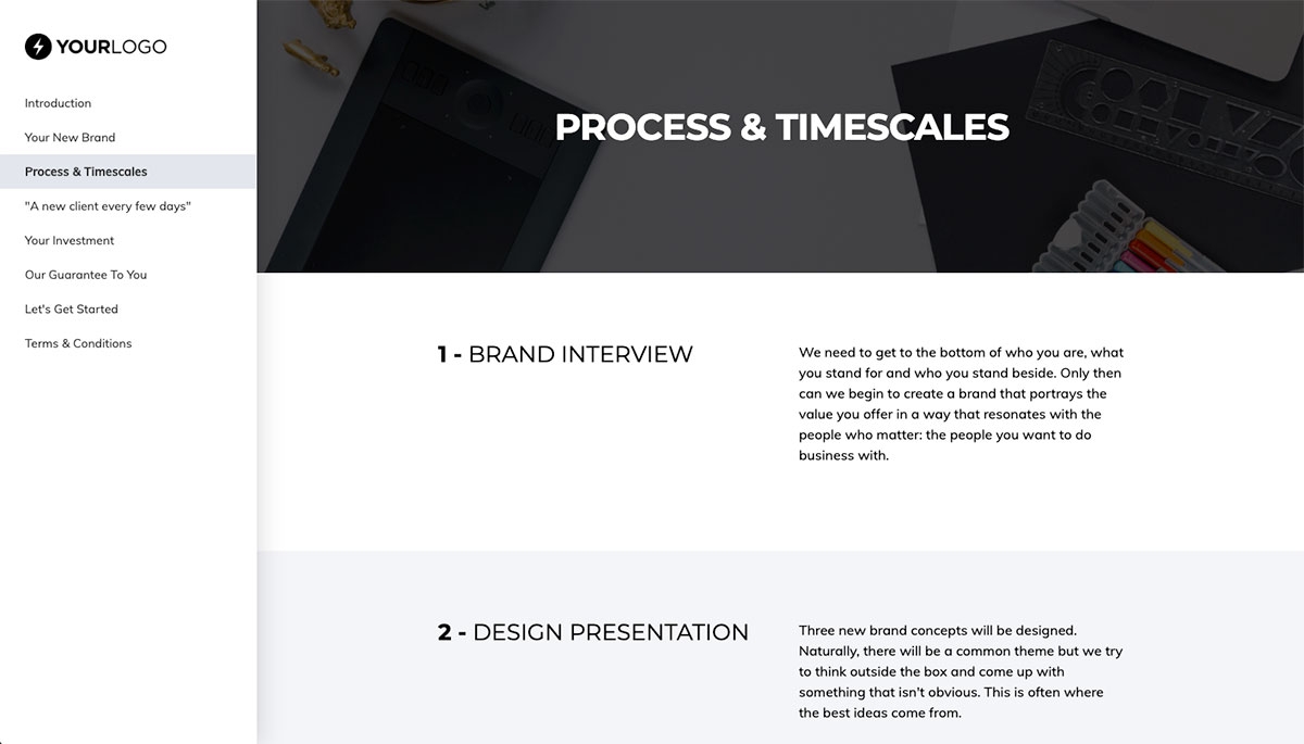 Brand Design Quote Template - Process and Timescales