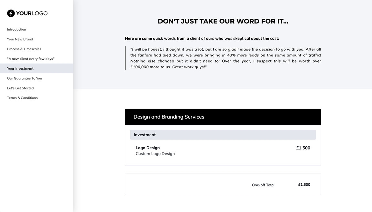 Brand Design Quote Template - Pricing