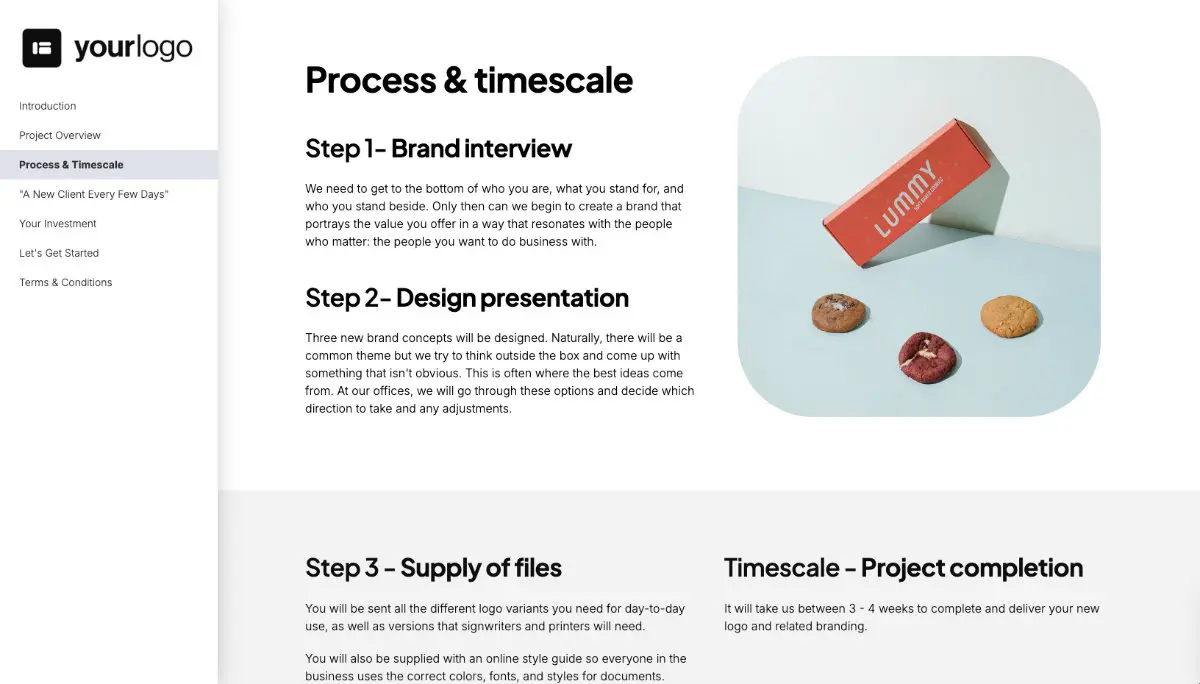Rebrand Quote Template - Process and Timescales