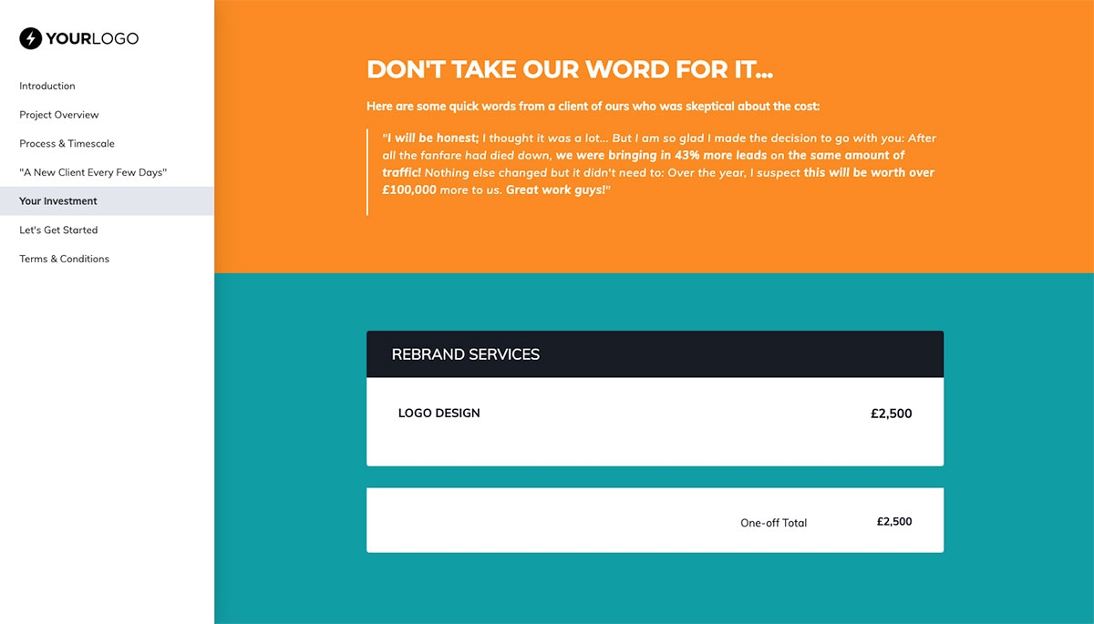 Rebrand Quote Template - Pricing