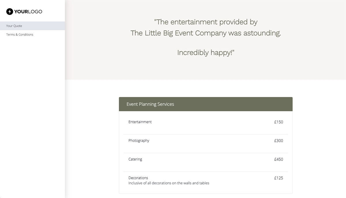 Event Planner Quote Template Slide 3