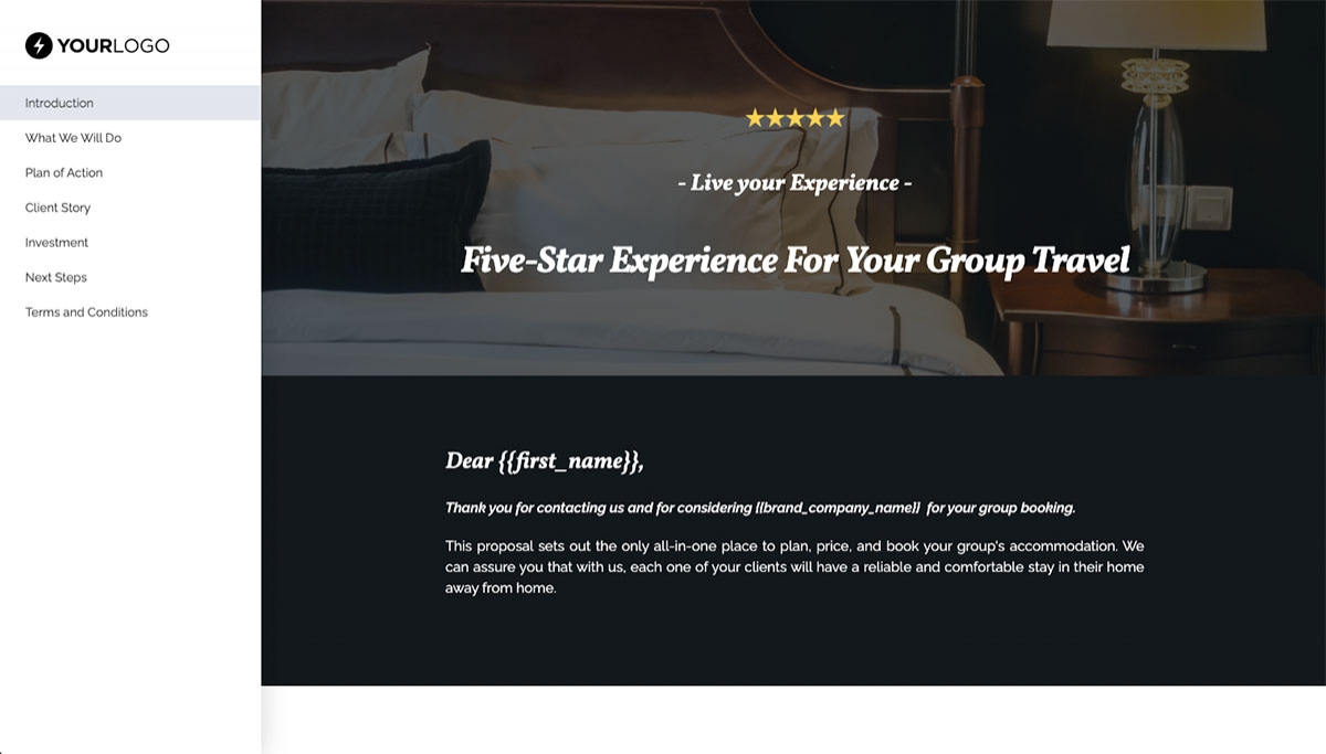 Hotel Groups Quote Template - Pre-Written Introduction Section