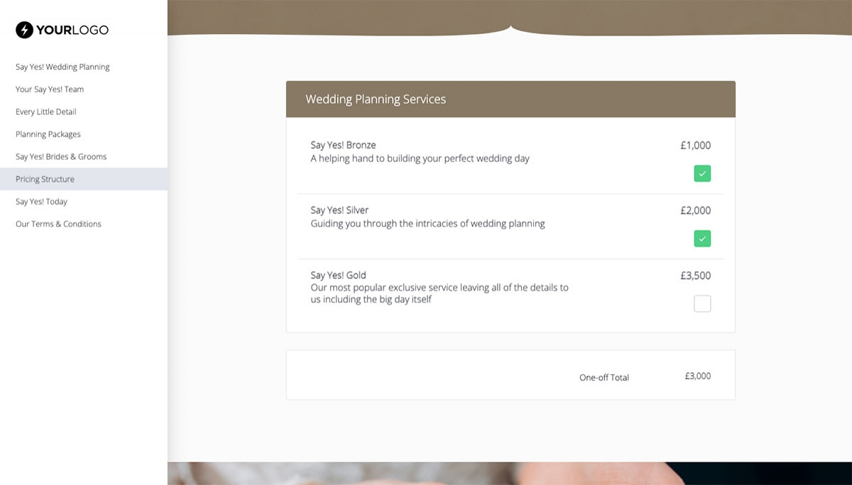 Wedding Planner Quote Template - Pricing