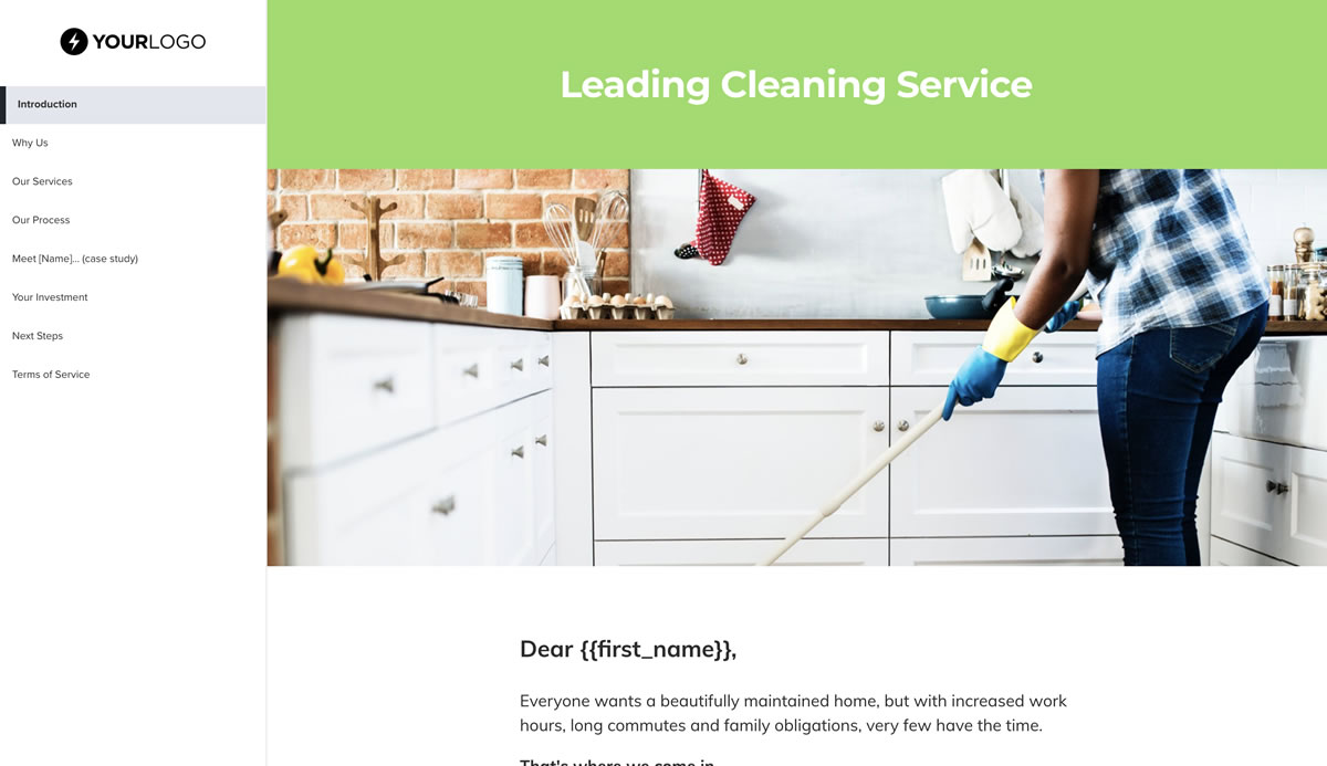 Pre-Written Intro and Services Section