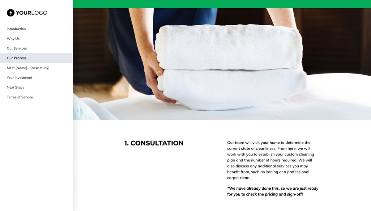 Cleaning Service Quote Template - Process and Timescales