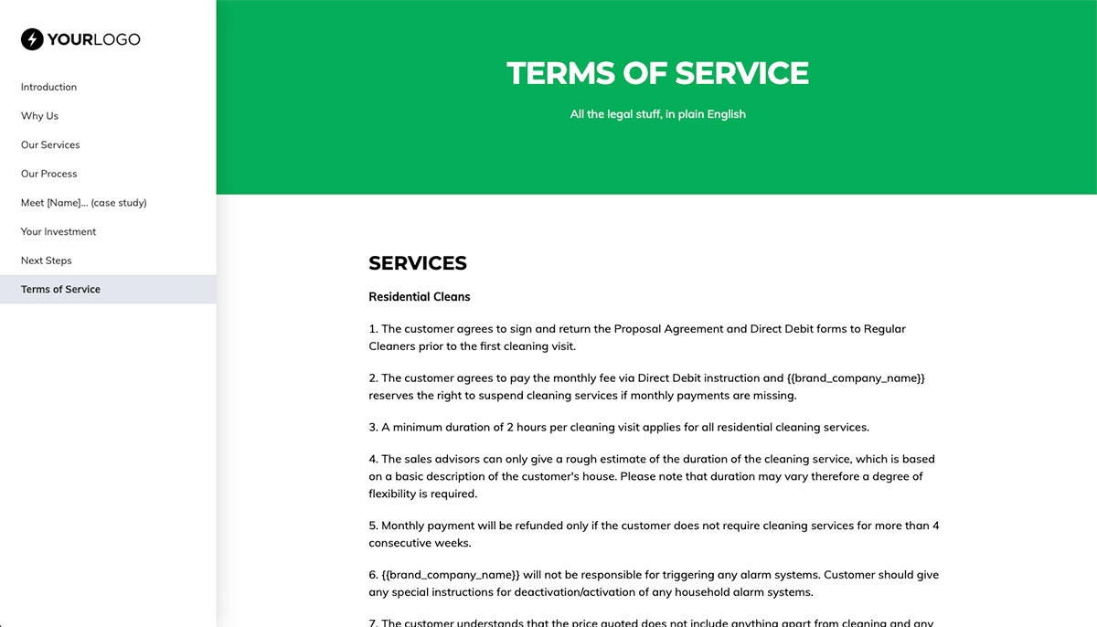 Cleaning Service Quote Template - Pre-Written Contract