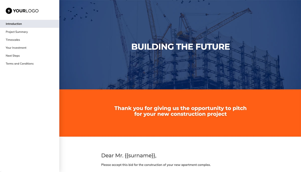 Construction Work Quote Template - Pre-Written Intro and Services Section