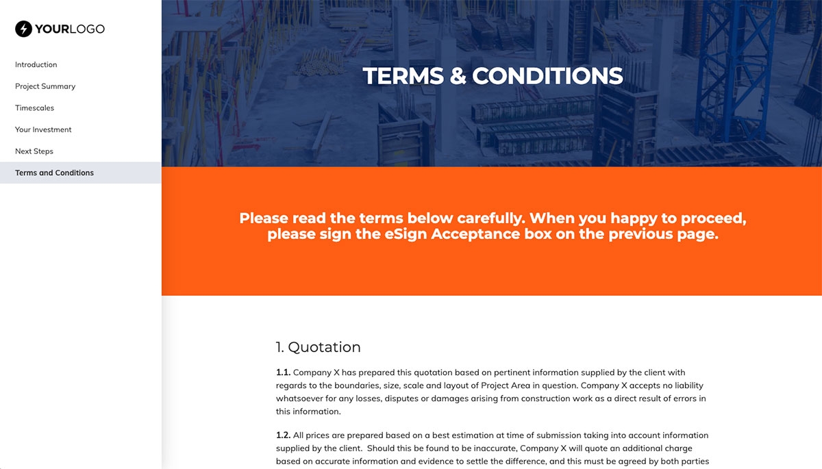 Construction Work Quote Template - Pre-Written Contract