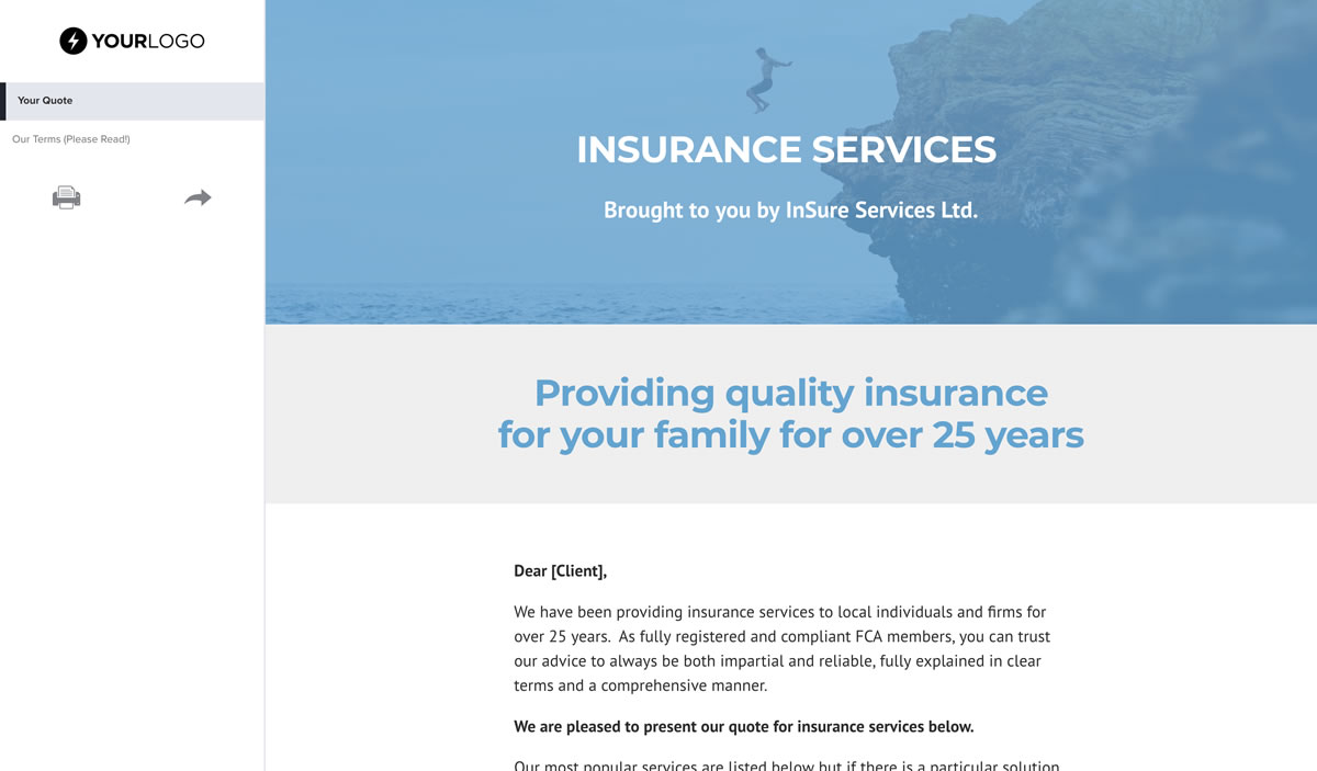 Free Insurance Quote Template Better Proposals