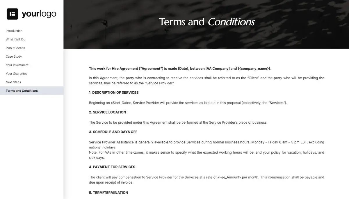 Virtual Assistant Quote Template - Pre-Written Contract