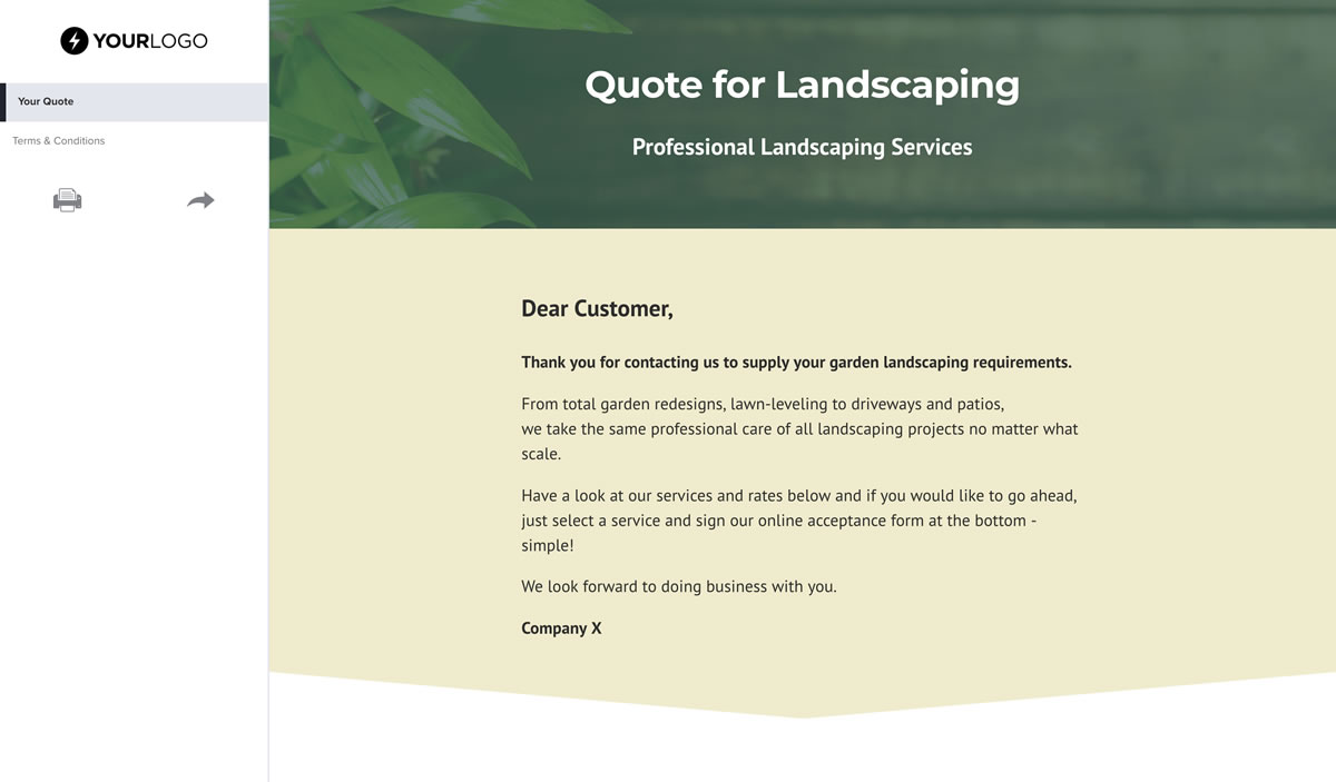 Free Landscape Quote Template Printable Templates