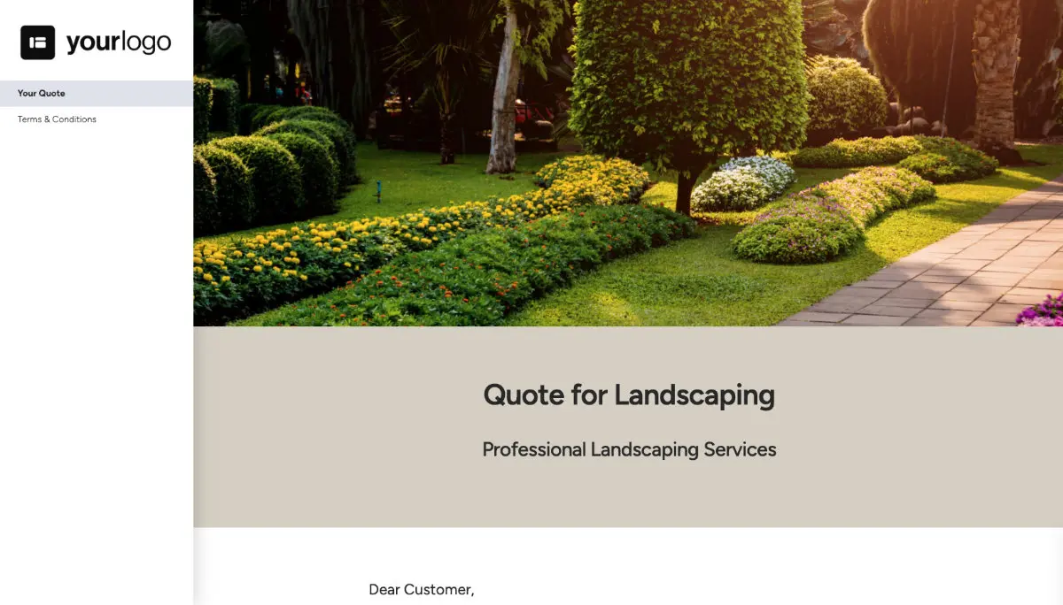 Landscaping Quote Template - Cover Letter