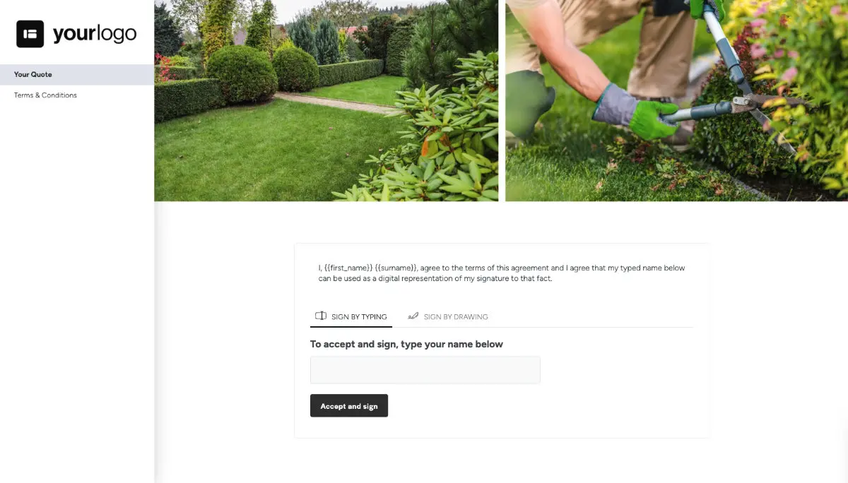 Landscaping Quote Template - Next Steps with Digital Signing