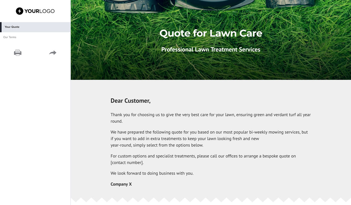 Free Lawn Care Quote Template - Better Proposals For Lawn Care Business Plan Template Free