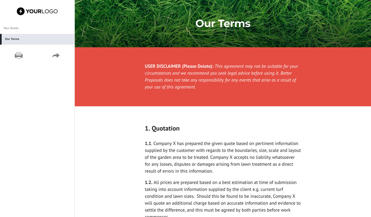 Free Lawn Care E Template Better, Lawn Care And Landscaping Services Proposal