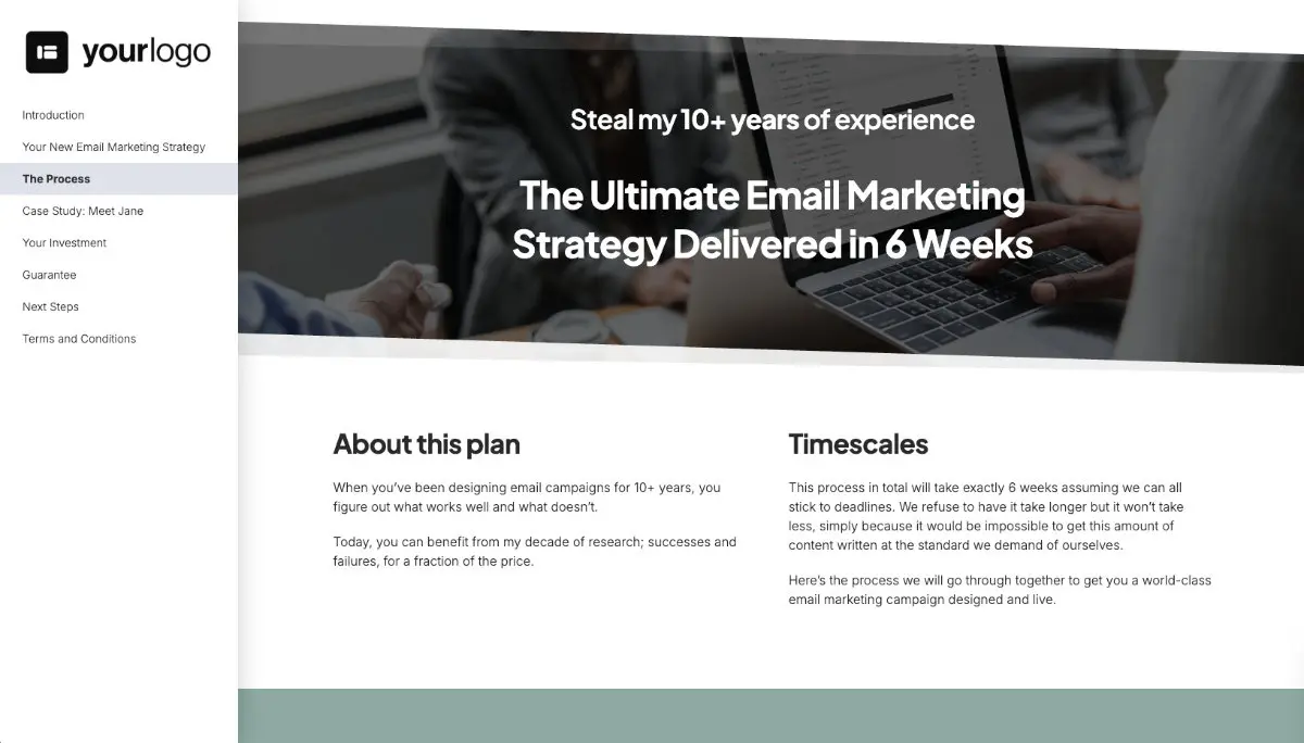 Email Marketing Quote Template - Process and Timescales