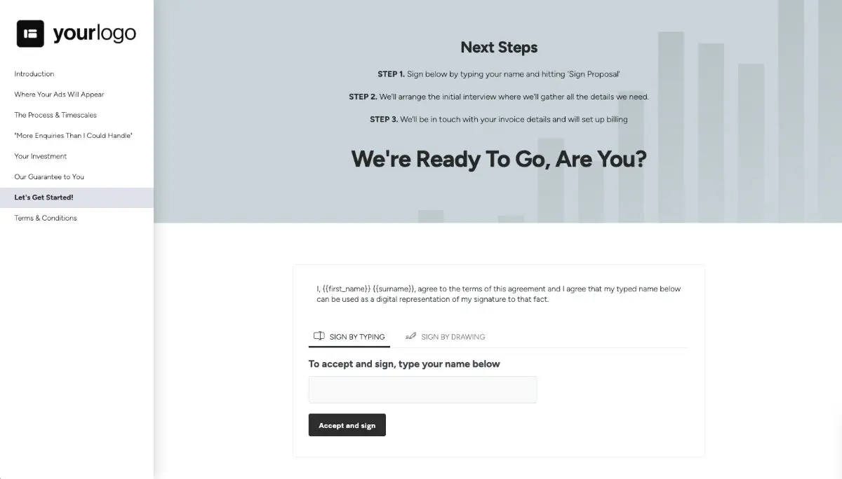 Google Adwords Quote Template - Next Steps with Digital Signing