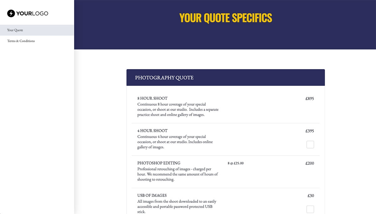 Free Photography Quote Template - Better Proposals