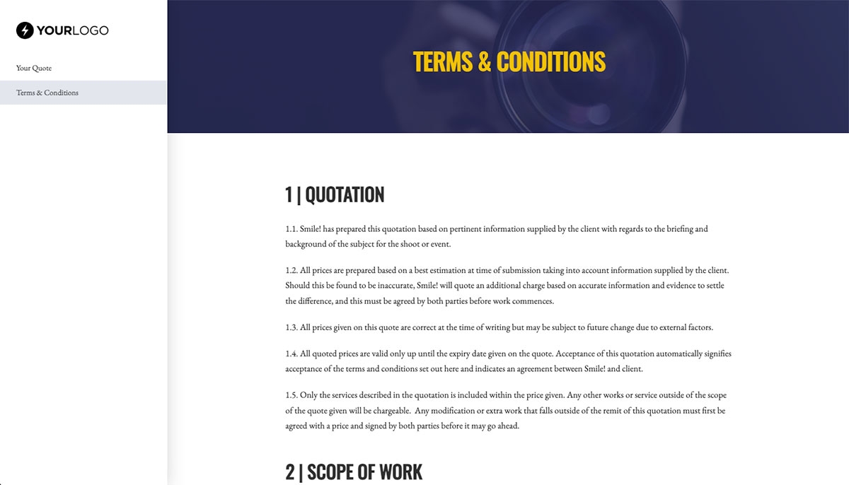 Photography Quote Template - Simple Terms and Conditions