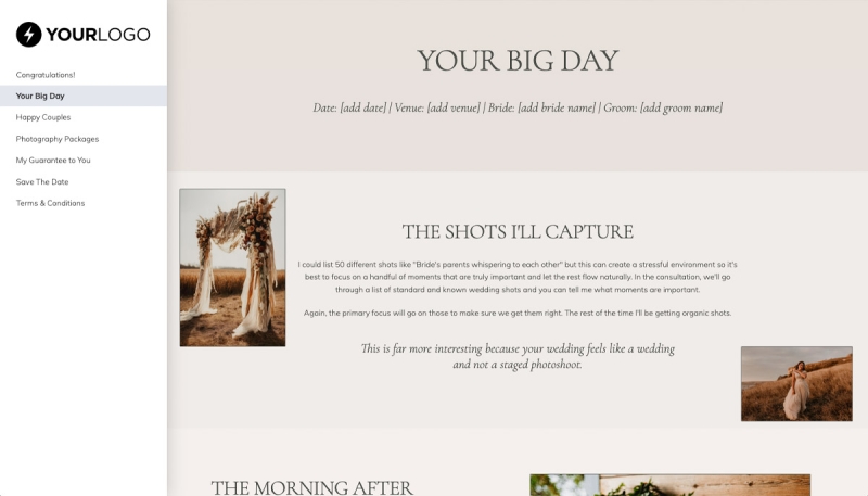 Wedding Photography Quote Template - Process and timescales