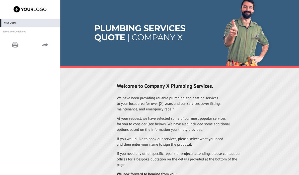Free Plumbing Quote Template - Better Proposals Pertaining To Plumbing Proposal Template