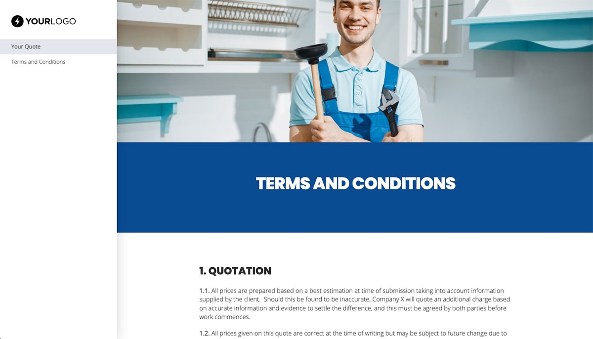 Plumbing Quote Template - Simple Terms and Conditions