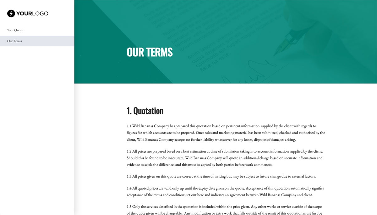 Sales Quote Template - Simple Terms and Conditions