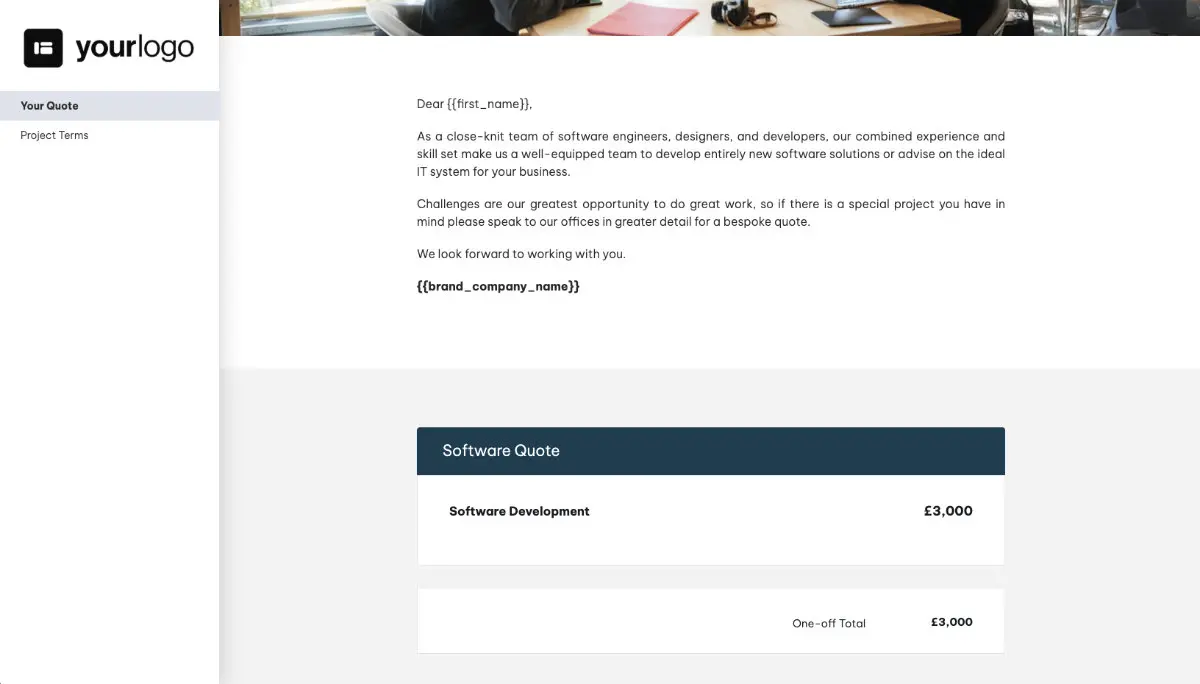 Software Quote Template - Pricing