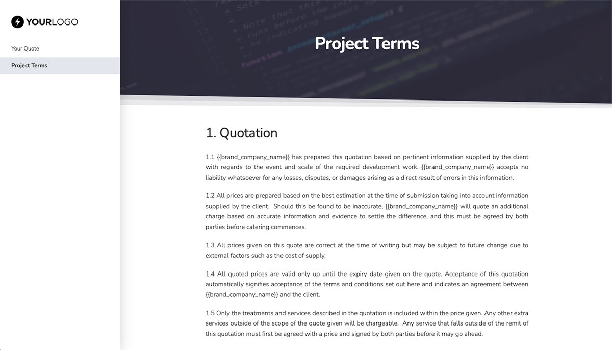 Software Quote Template - Simple Terms and Conditions