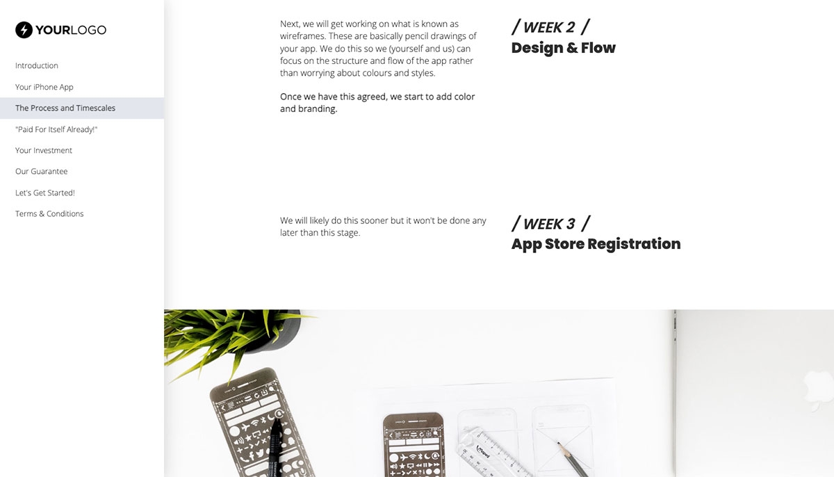 iPhone Mobile App Development Quote Template - Process and Timescales