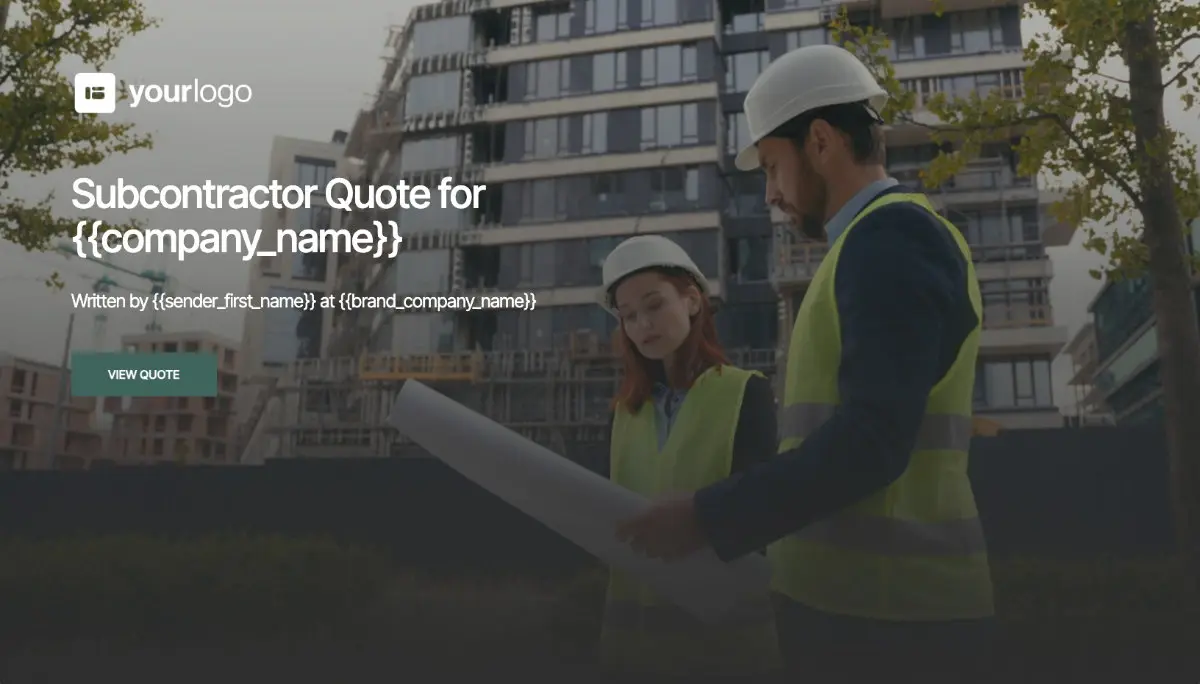 Subcontractor Quote Template - Visually Stunning Cover
