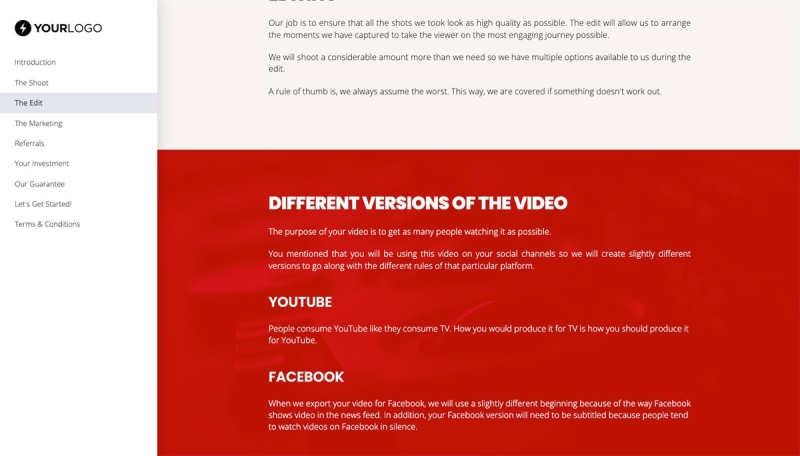 Corporate Video Quote Template - Process and Timescales