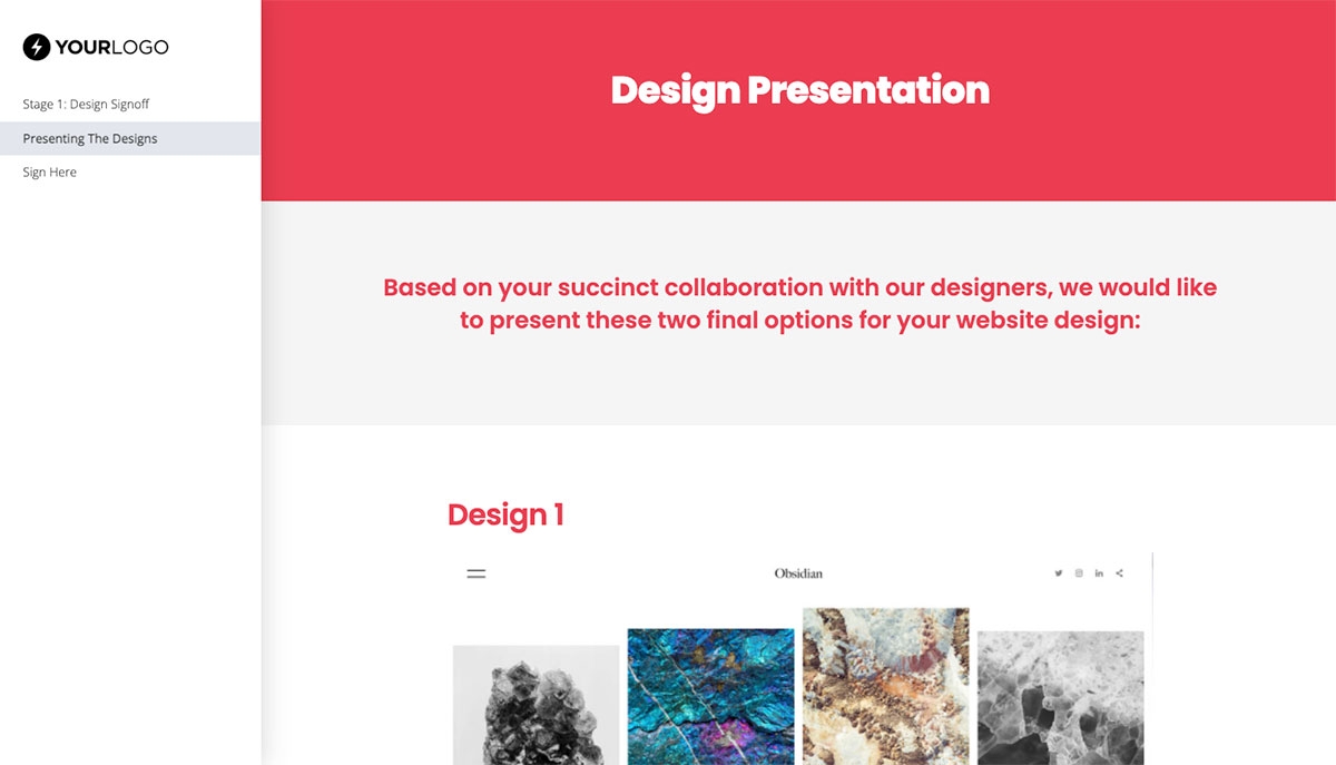 Web Design Signoff - Presentation of your Web Design ideas