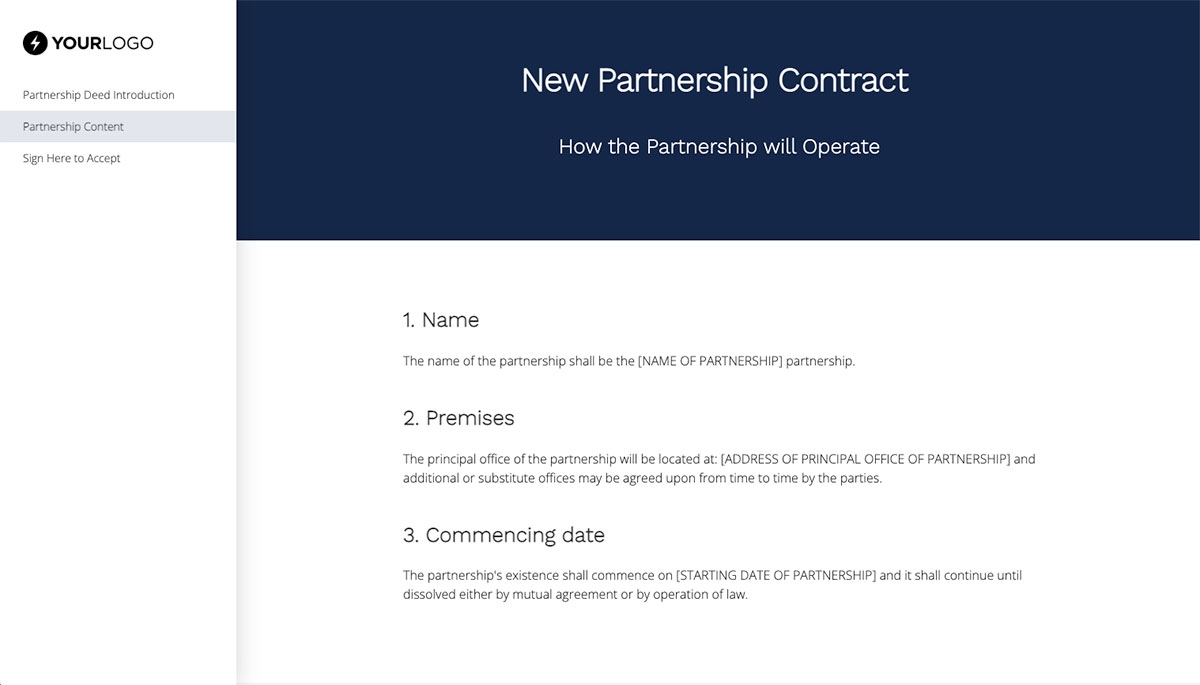 Partnership Contract Template (US) Slide 3